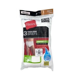 Vintage Hanes Big Men's 3X Tagless Briefs Underwear White Cotton 3 Pairs